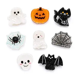 8Pcs Halloween Hair Clips, Mini Claw Clips Pumpkin Ghost Bat Accessories