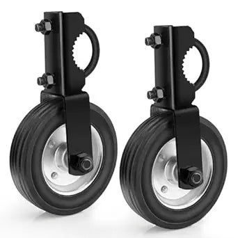 Gate Wheel Supporting Metal Swing Gate, 6" Gate Helper Wheels for 1-5/8" Thru 2" Gate Frames, for Metal Tube Gate, Chain Link Fence, 2 Pack Black