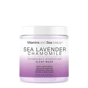 Vitamins and Sea Beauty Sea Lavender Chamomile Sleep Mask – Overnight Hydration Face Mask with Botanicals, Deep Moisturizing & Firming, 8.5 oz