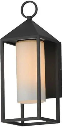 Maxim Lighting Aldous 1-Light Outdoor Wall Light | Black Aluminum Finish | Satin White Glass Shade | Transitional Outdoor Light Fixture | Ideal for Porches, Patios & Garages | 30072SWBK