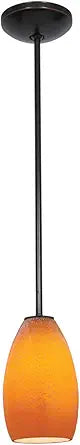 Access Lighting - HI Champagne-One Light Glass Pendant with Rod-5 Inches Wide by 9 Inches Tall-Oil Rubbed Bronze Finish-Maya Glass Color-LED
