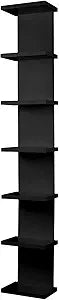 7 Tier Wall Shelf Unit - Lack Floating Shelf, Black Compact Display Floating Shelf, Vertical Column Wall Decor Mount Floating Storage Organizer Tall Tower Shelf for BathroomBedrooms, Living Rooms