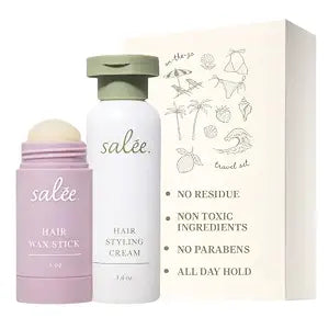 SALEE. - Hair Styling & Curl Cream + Wax Stick Duo Travel Size For Women & Kids | Define Curls, Anti-Frizz, Slick Back, Smoothing Cream & Flyway Tamer Wand for All Hair Types