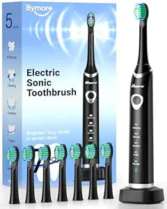 Bymore Electric Toothbrush for Adults, Sonic Rechargeable Toothbrush, Black