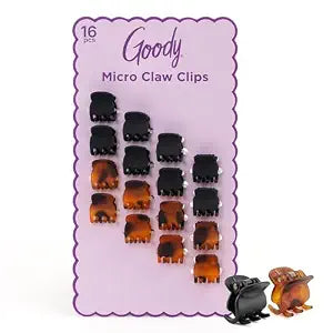 Goody SlideProof Mini Claw Clips, Stylish, Secure Grip Small Hair Clips, Styling Accessories for All Occasions, Ideal for Fine Hair Types, Gifts for Women & Girls, Black and Tortoiseshell, 16 Ct
