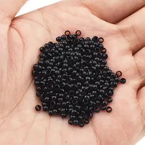 HAHIYO Black 2.5x1.5x2.0mm Micro Links Hair Extension Beads Nano Ring Hair Extensions Rings with Thin Silicone Lining for Invisible Professional Salons Extensions Tool, 500Pcs