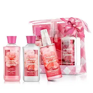 Bath and Body Gift Set for Women and Girls, Japanese Cherry Blossom Spa Set With Natural Extracts-Shower Gel, Body Lotion, Body Mist, Body Care Travel Set for Birthday Mother's Day Gifts
