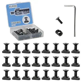24-Piece M4 M5 T-Nuts and Screws Kit