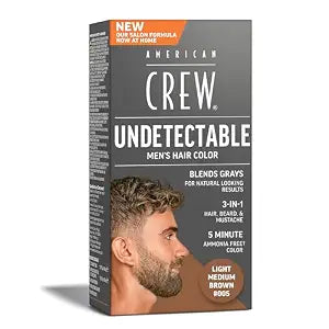 American Crew Undetectable Men's Hair Color, Light Medium Brown, 1 Pack