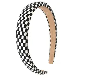 Checkered Headband. Plaid Hair Accessories for Women. Black and White Check Headband for Women and Girls. Christmas Party Hair Accessories.