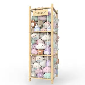 Stuffed Animal Storage Organizer, 53.5" Solid Wood Zoo Toy Holder for Kids Bedroom, Nursery & Playroom, Large Plush Toy Storage Holder, Holds 40 Plush Stuffed Animals, No-Tool Easy Assembly