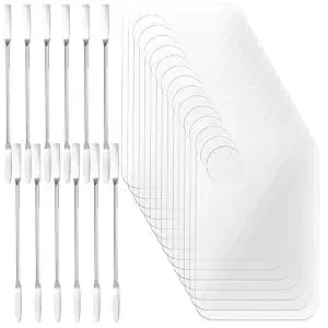 12 Pack Acrylic Cosmetic Palette with 12 Spatulas, Clear Makeup Mixing Tray for Foundation, Eye Shadow, Nail Art, Pigment Blending