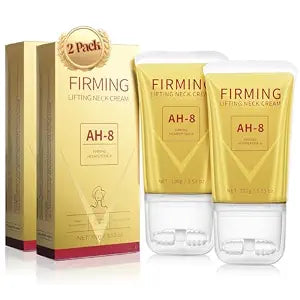 Mtmult AH-8 Firming Neck Cream - Anti-Aging Neck Tightening Cream with Roller Applicator - Reduces Sagging Skin & Fine Lines - Hydrating for Dry Winter Skin - For Women & Men (2PC)