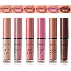 6 Colors Hydrating Lip Gloss for Women, High Shine Nude Lip Glow Oil, Long Lasting Liquid Lipstick Makeup, Lightweight Glossy Plumping Lip Gloss, Cruelty-Free
