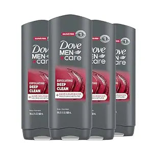 Dove Men+Care Men 4 Count Exfoliating Deep Clean Body & Face Wash For Men with 24-Hour Nourishing Micromoisture Technology 18 oz