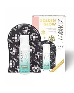 St. Moriz Golden Glow Self Tanner Gift Set – 1 Hour Fast Tan Mousse (100ml) & Velvet Tanning Mitt | Fake Tan Kit for a Natural, Streak-Free Bronze Glow