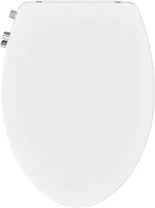 Elongated Bidet Toilet Seat, Non-Electric Dual Nozzle (Front & Rear Wash), Self-Cleaning Wand with Quiet-Close Lid, Easy Installation with All Accessories Included, White