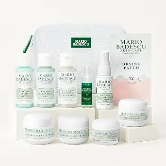 A Little Bit of Mario 10-Piece Skincare Kit ��� Vitamin C Serum, Glycolic Acid Toner, Hyaluronic Dew Cream, Collagen Mask, HOCI Spray & Cleanser ��� Brightening, Anti-Aging & Hydration ��� Travel & Gift Set