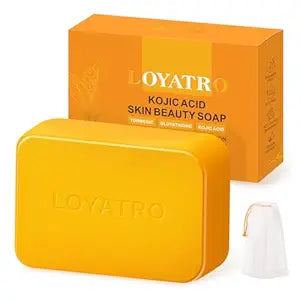 LOYATRO Kojic Acid Turmeric Soap Bar Dark Spots for Face & Body, Deep Cleansing, Gentle Soap Sensitive Skin Formula, All Skin Types