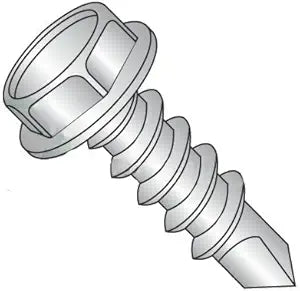 1/4"-14 x 2 1/2" Self Drilling Screws, Hardened Stainless Steel 410, Indented Hex Washer, Unslotted, #3 Point, Type BSD, Full Thread (Quantity: 100 pcs)