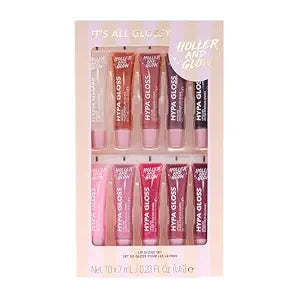 Holler & Glow 10-Piece Glossy Lip Gloss Set, Moisturizing Gift for Teens