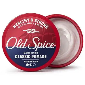 Old Spice Mens Hair Pomade, Healthy & Strong with Vitamin E & Biotin, Mens Hair Styling Pomade, Medium Hold, Matte Finish, 2.22 oz