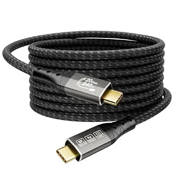 ZIKNYDO Long USB C to USB C Cable 16FT, Supports Up to 20Gbps Data Transfer, 240W Charging, 8K@30Hz, 4K@60Hz /144Hz Video Output, USBC Display Cord for Monitor, Laptop, MacBook Pro, iPad Pro (5m)