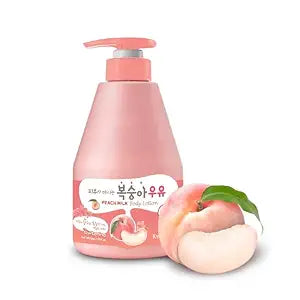 WELCOS KWAILNARA Peach Milk Body Lotion (19.75 Fl Oz) – Korean Body Lotion for Smooth & Soft Skin | Milk Protein, Royal Jelly, & Peach Extract for Radiant Skin | Paraben-Free & Non-Greasy