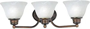 Maxim Lighting Malibu 3-Light Bath Vanity Light | Rubbed Bronze Finish | Transitional Indoor Light Fixture | Ideal for Bathrooms & Powder Rooms | Dimmable Damp Rated | 2688MROI