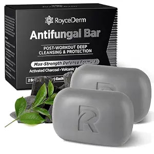Roycederm Antifungal Soap for Active Skin ��� Medicated Bar for Athlete���s Foot, Jock Itch, Ringworm with Tea Tree Oil, Charcoal & Volcanic Ash