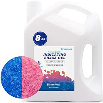Wisesorb [Net Weight 8LBS] Blue Indicating Silica Gel Beads Desiccants - Rechargeable Desiccant Beads Silica Beads (Blue to Pink, 1 Pack of 8LBS)