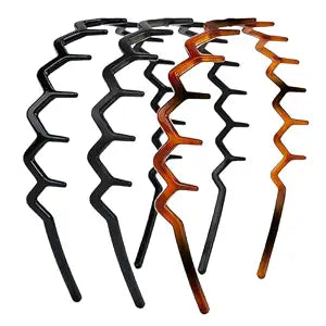 Zig Zag Headbands for Women, 3 Pack Plastic Comb Headbands with Teeth