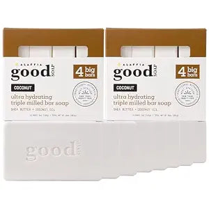 Alaffia Good Soap Bar Value Pack, Coconut, 8 Bars + Trial-Size Bar