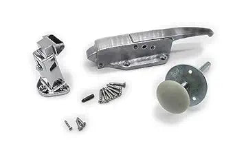 Kason 0058 Brushed Chrome Radial Latch KIT with 0059 Roller Strike, 1 3/4" to 2 1/2" Offset, 0481 4" Inside Release and Hardware KIT
