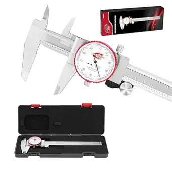 0-6" Range SAE Dial Caliper Measuring Tool, Analog Precision Micrometer Caliper 0.001" Accuracy, Manual Mechanical Metal Stainless Steel Measuring Dial with 4-Way Measurements