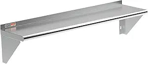 NSF Stainless Steel Wall Mounted Shelves 12x48 Inches 4ft,18 Gauge Metal Floating Rack Shelf with 2 Brackets for Kitchen, Restaurant,Bar,Lab,Utility Room and Garage