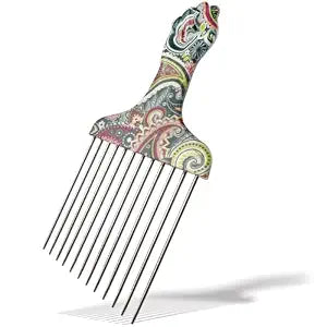Stainless Steel Professional Hair Styling Pick Comb, Ideal for Afro and Curly Hair, Unisex Design