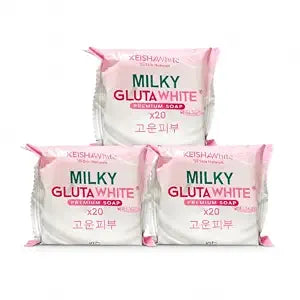 KEISHA White Skin Naturals Milky GlutaWhite Premium Soap 70g x 3 Bars