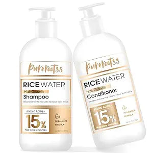 Rice Water Shampoo and Conditioner Set Thinning Hair Biotin and Caffeine