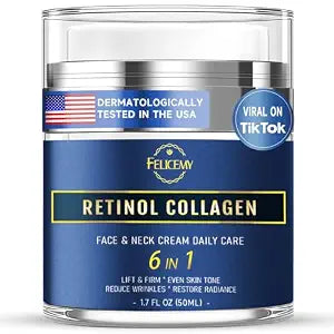 Felicemy 6-in-1 Face Cream for Men, Mens Face Moisturizer, Anti-Aging Face Cream for Men with Retinol Collagen & Hyaluronic Acid, Eye Bags & Dark Spot Remover, After Shave Lotion 1.7 Fl Oz
