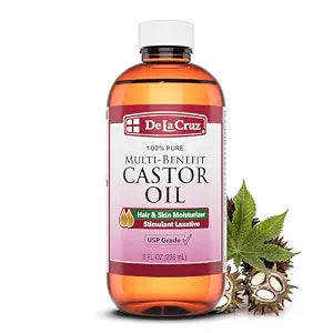 De La Cruz Pure Castor Oil Hair and Skin Moisturizer, 8 fl. oz (236 mL)