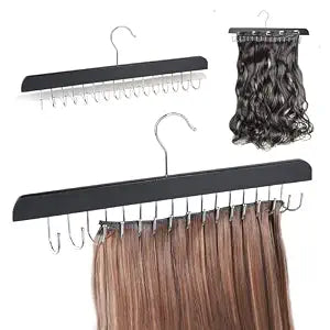 Extra Long Wood Hair Extension Holder for Hair Styling and Storage