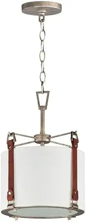 Maxim Lighting Sausalito 1-Light Pendant Light | Weathered Zinc/Brown Suede Steel Finish | Frosted Linen Shade | Rustic Indoor Light Fixture | Ideal for Kitchen Islands & Dining Rooms | 16133FTWZBSD