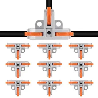 10pcs Compact Wire Conductor Connector, T-Shape Lever Nut Wire Connector, Quick Splitter 3 Way Electrical Connectors, AWG 28-12 (10pcs)