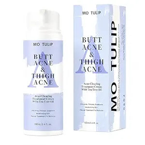 Butt & Thigh Acne Cream – Fast Acting Exfoliating Body Lotion for Zits, Razor Bumps & Dark Spots – Smoothing for Rough & Bumpy Skin with AHA, Tea Tree Oil & Salicylic Acid (3.4o.z/100ml)