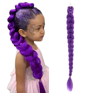 MAGQOO Kids Purple Braid Ponytail Hair Extensions with Tie
