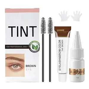 Natural Brown Eyelash & Eyebrow Color Kit,Natural Brow Enhancer &Lash Color