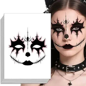 8PCS Halloween Temporary Tattoo, Bloody Big Mouth Wound Tattoos Stickers for Halloween Cosplay Party Scar Tattoo Masquerade Prank Prop Decorations Face Tattoos Sticker for Women Man