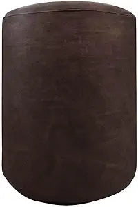 Natural Cowhide Ottoman  Cilindrical 19.6" Stylish and Durable Leather Vanity Stool Seat, Modern Design for Living Room, Office, or Bedroom (Dark Brown)