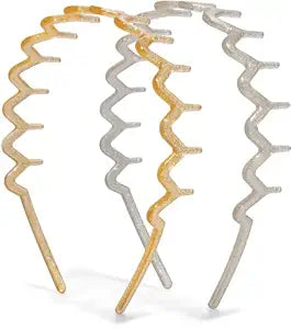 Kitsch Zig Zag Headbands for Women - Gold & Silver - 2 pcs